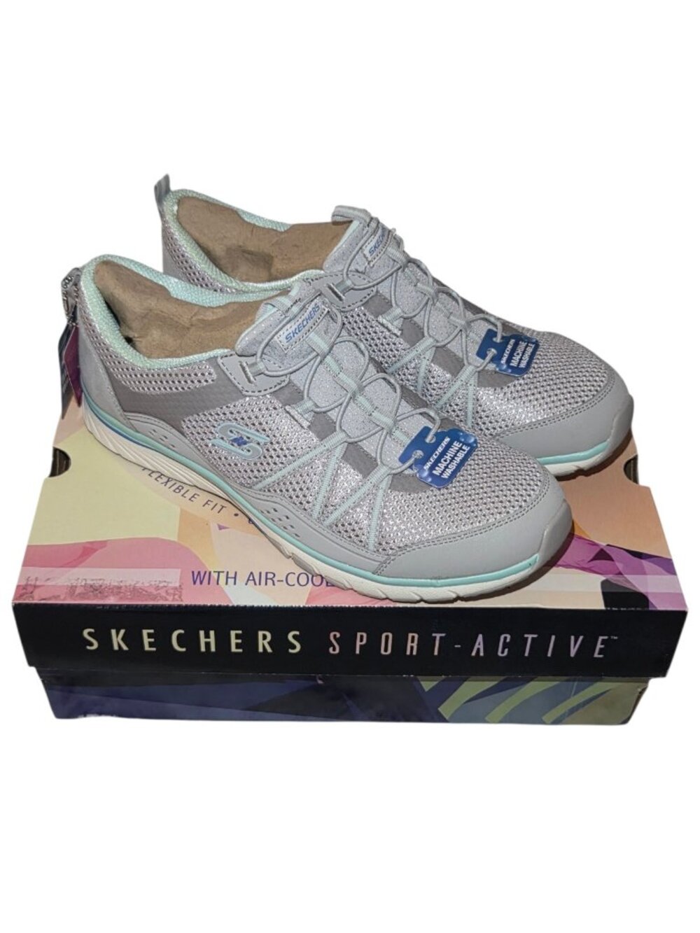 Skechers Gratis Sport Slip-On Sneakers Grey/Mint Women's Size 10